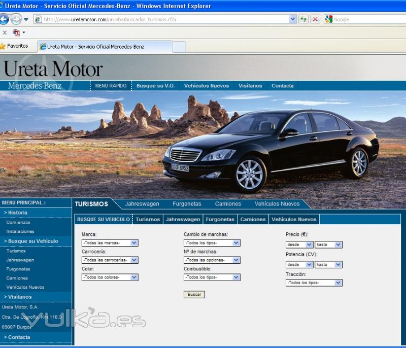 Web con gestor y buscador de vehículos www.uretamotor.com