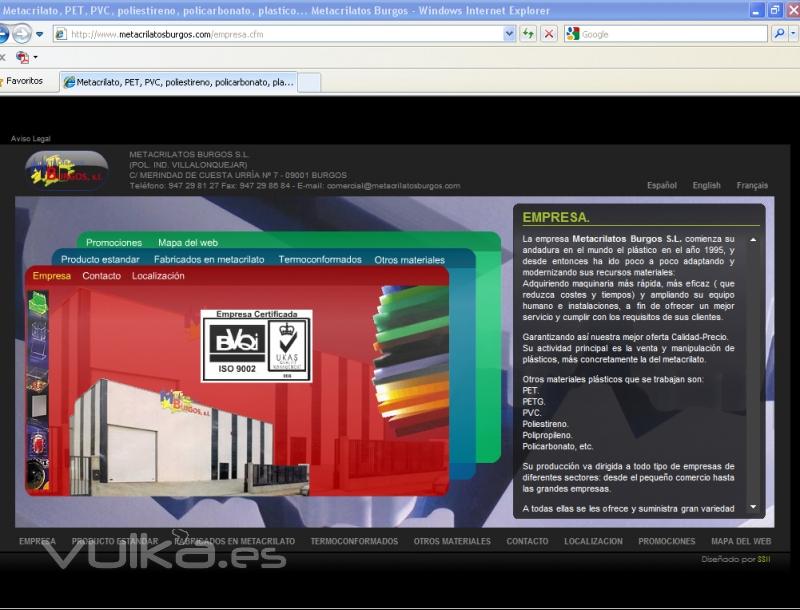 Web coorporativa flash con gestor de contenidos www.metacrilatosburgos.com