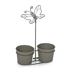 Conjunto metal terra mariposa 2 macetas 30 en lallimonacom