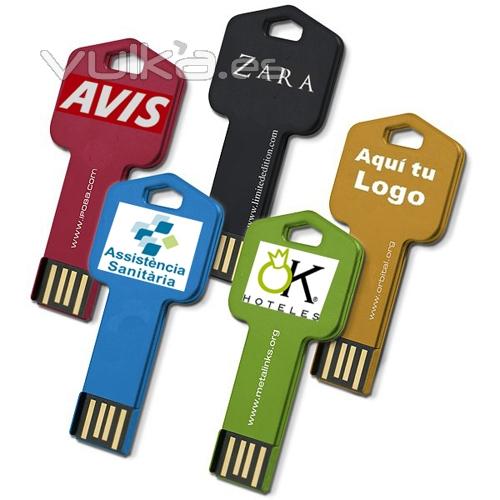 Memoria USB formato llave de colores. Desde 1 hasta 16Gb. Reff BRZKEY52