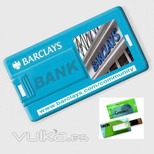 Memoria USB formato mini tarjeta de crédito  muy delgada 1,6 mm. Desde 1 hasta 8Gb. Ref. DTZCARD11