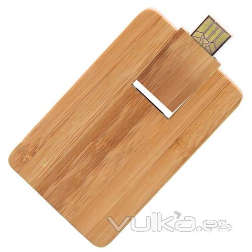 Memoria USB de madera de bambu, formato  tarjeta de crdito  Desde 1 hasta 8Gb. Ref. OCTCARD1