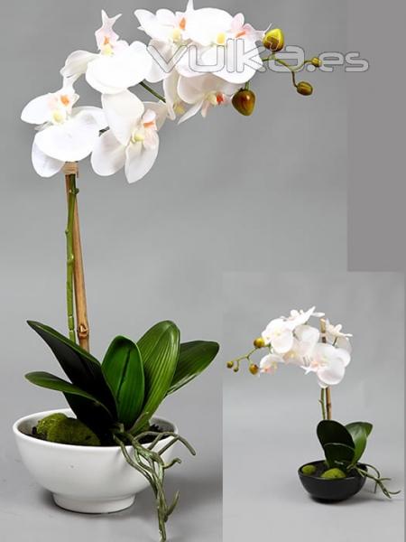 Centros florales artificiales. ORQUIDEA BUTTERFLY ARTIFICIAL EN MACETA SENCILLA oasisdecor.com