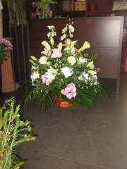 Decoracion empresa con flores frescas de allium floristas