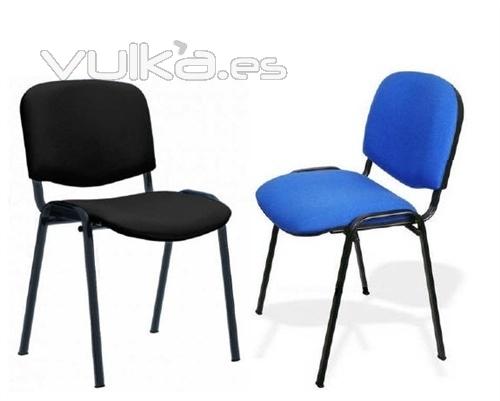 Silla Mod. Sol-AM, chasis metal, epoxi negro, tejido kr azul o negro