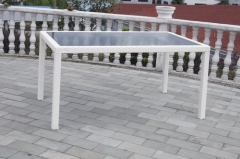 Mesa costabella-bl, aluminio y ratan color blanco 150x90 cms