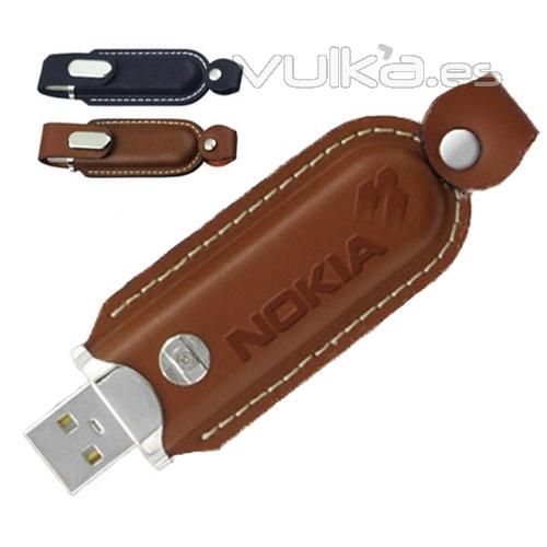 Memoria USB de piel (negro y marrn. Disponible desde 1 hasta 16Gb. Ref. USBPIE2