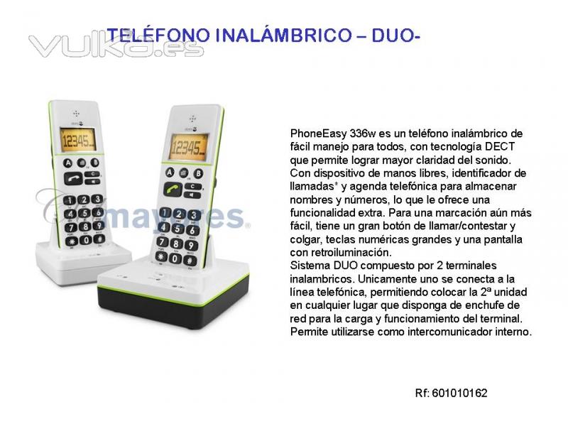TELFONO INALAMB. DUO CON AMPLIFICACIN DE VOLUMEN DE CONVERSACIN