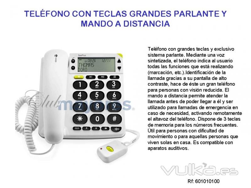 TELÉFONO FIJO PARLANTE Y MANDO A DISTANCIA DE EMERGENCIA