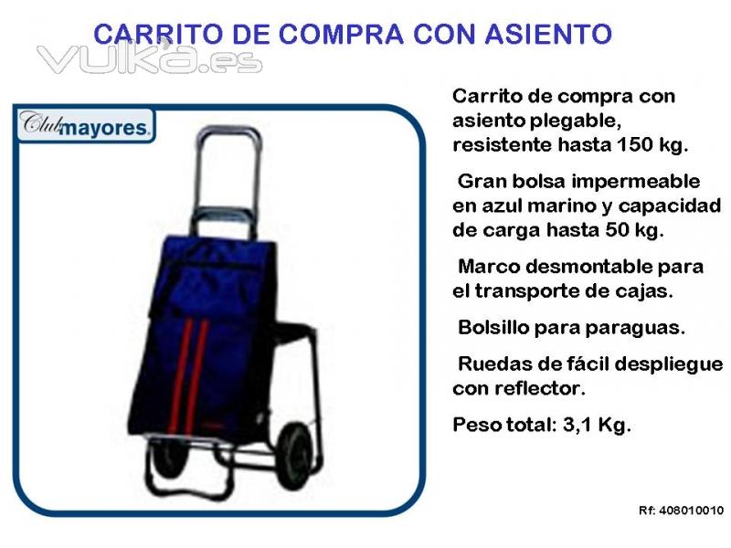 CARRITO COMPRA Y PORTA BULTOS CON ASIENTO PLEGABLE