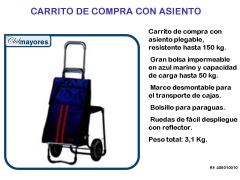 Carrito compra y porta bultos con asiento plegable