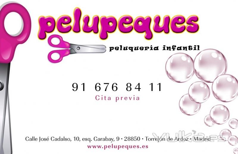 Tarjeta de visita de Pelupeques peluquera infantil