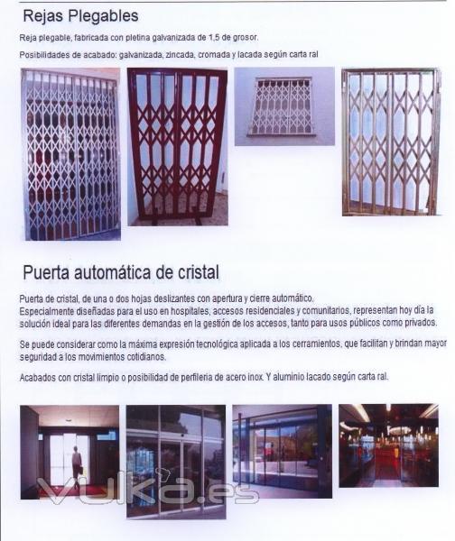 puerta automatica de cristal con 2 hojas deslizantes y reja plegable