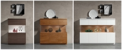 Comedor moderno con diferentes aparadores y combinaciones de color