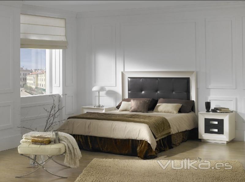 dormitorio en polipiel marron y blanco,mas posibilidades de acabados