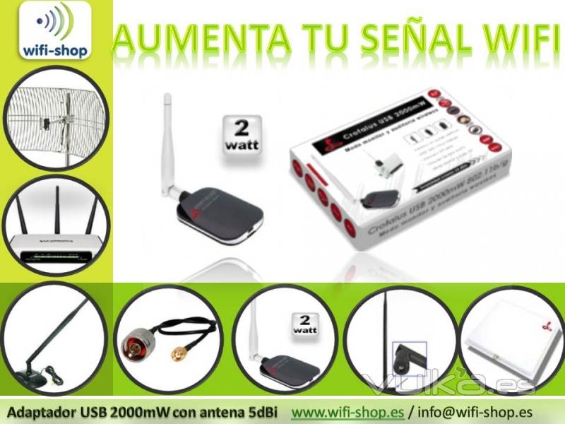 Adaptador wifi usb crotalus 2000mw