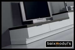 Comedor moderno con bajo tv combinando colores