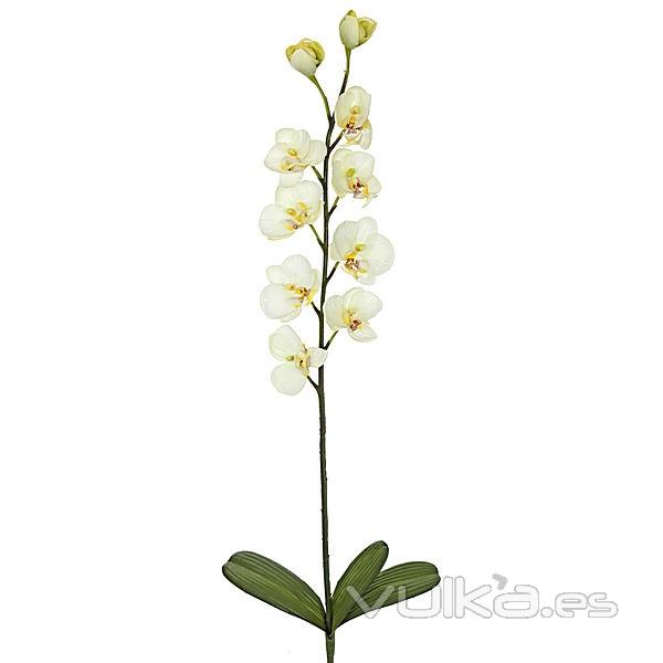 Rama artificial flores orquideas crema pequeas con hojas en lallimona.com