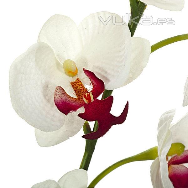 Rama artificial flores orquideas blancas cereza pequeñas con hojas en lallimona.com (detalle 2)