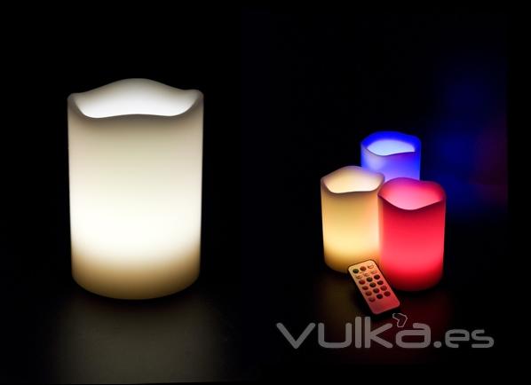 Velas TLC con tecnologia LED + mando cambian color en cera natural