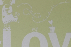 Detalle vinilo decorativo infantil sobre gotele o estucado zaragoza