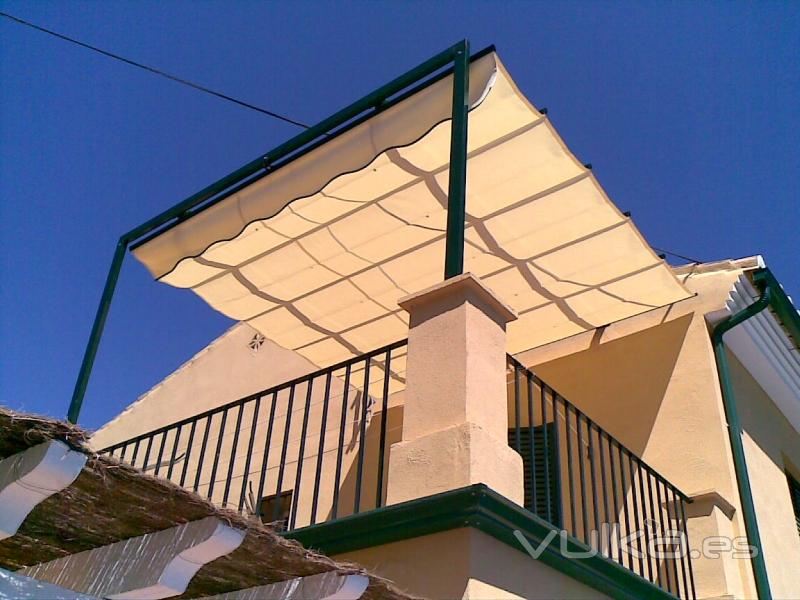 Toldo de guas + estructura aluminio lacado verde