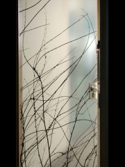 Puerta de vidrio laminado con insercion de impresion digital