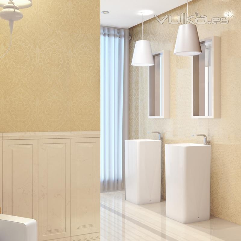 Serie Helios 25x75, paredes de bao, revestimiento color crema/beige