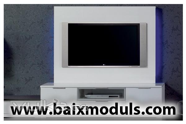 Comedor moderno con bajo TV en blanco brillo e iluminacin con leds