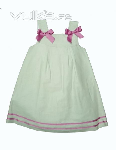 Colección Verano Vestido para niña, vestido de lino, vestido de tirantes.