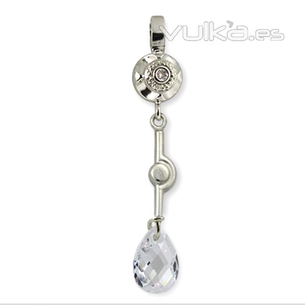 Colgante plata con circonita briolet, colección Boda IE