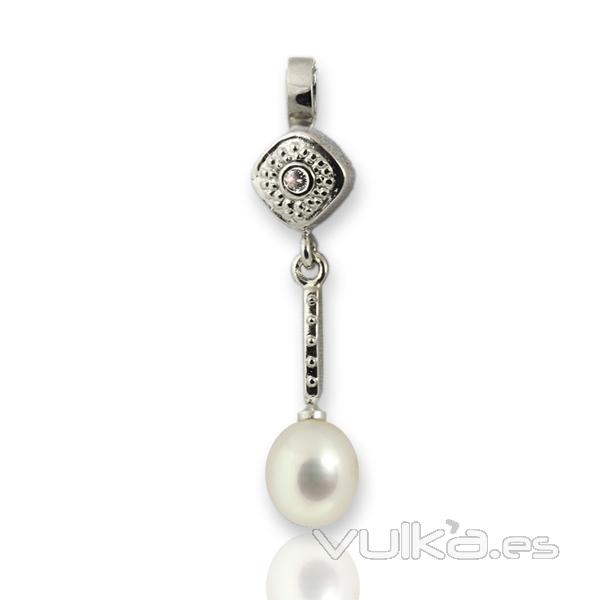 Colgante plata con perla cultivada, colección Boda IE