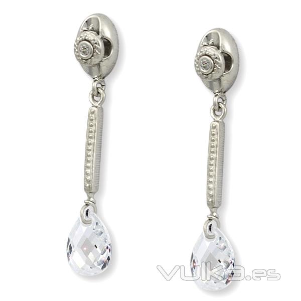 Pendientes plata con circonita briolet, colección Boda IE