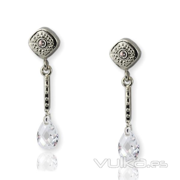 Pendientes plata con circonita briolet, coleccin Boda IE