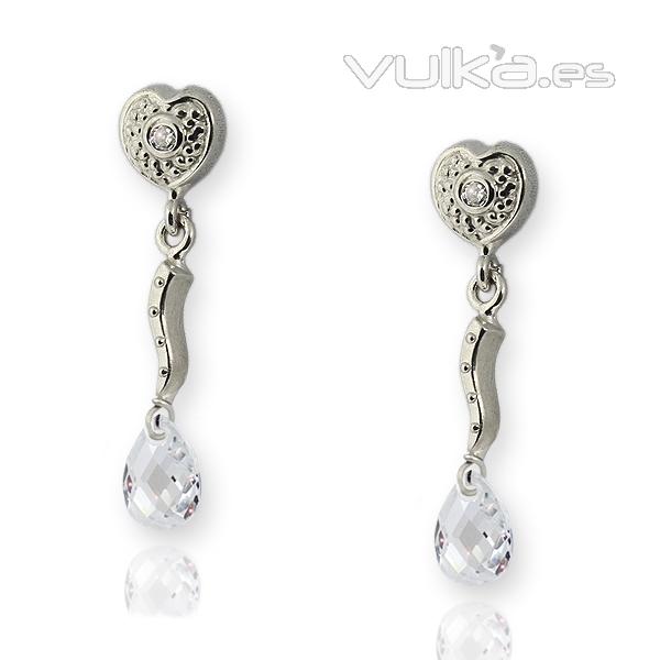 Pendientes plata con circonita briolet, coleccin Boda IE