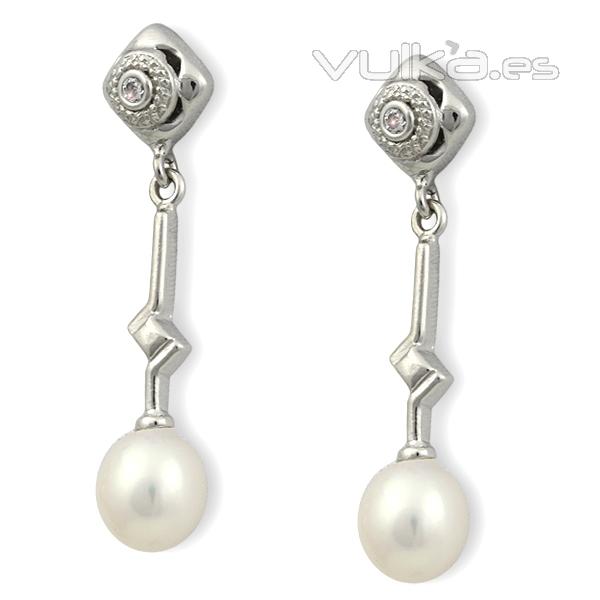 Pendientes plata con perla cultivada, coleccin Boda IE