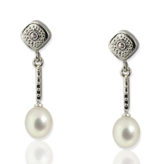 Pendientes plata con perla cultivada, coleccion boda ie