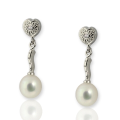 Pendientes plata con perla cultivada, coleccion boda ie