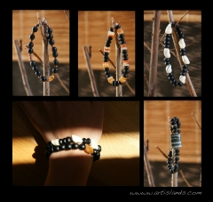 Pulseras elasticas con agatas, cornalinas, nacar, jade