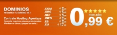 Dominios a 0,99 eur con caulquier plan de hosting profesional agentsys