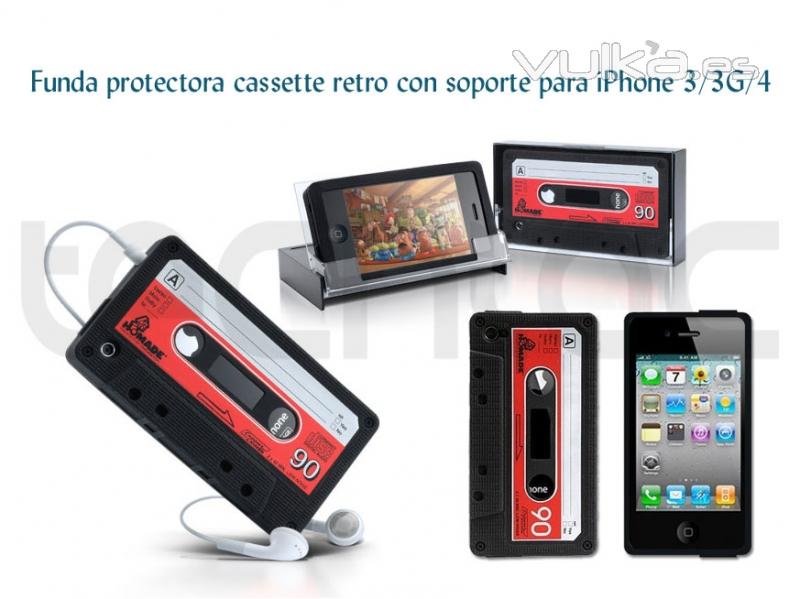 Funda protectora cassette retro con carcasa-soporte para iPhone 3/3G/4 - http://bit.ly/erBdar