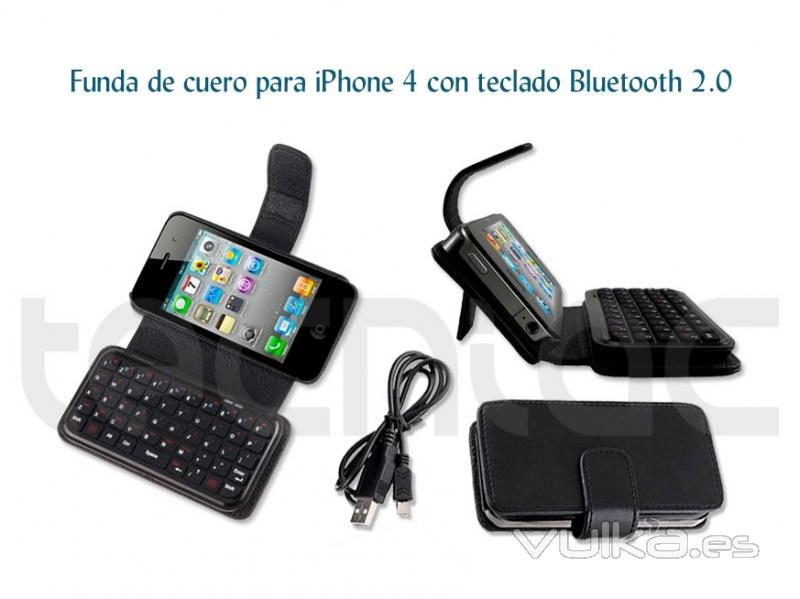Funda de cuero para iPhone 4 con teclado Bluetooth 2.0 - http://bit.ly/gPEasA