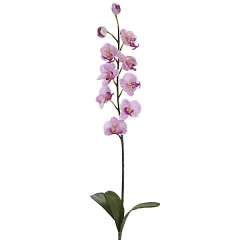 Rama artificial flores orquideas pequenas lila con hojas en lallimonacom