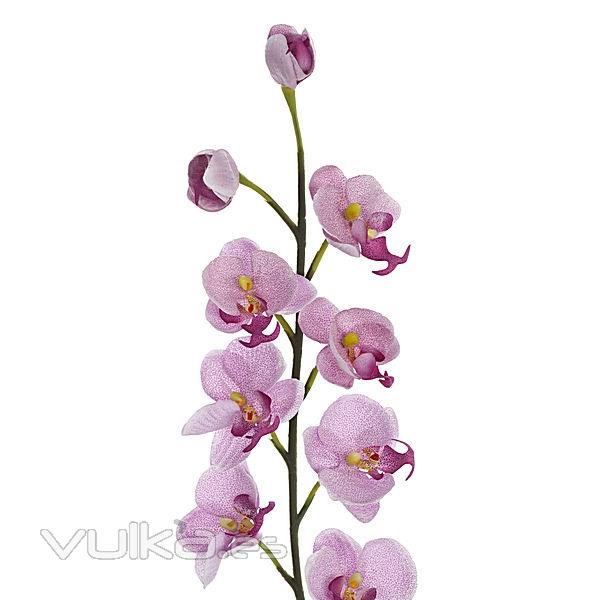 Rama artificial flores orquideas pequeñas lila con hojas en lallimona.com (detalle 1)