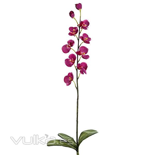 Rama artificial flores orquideas pequeas berengena con hojas en lallimona.com