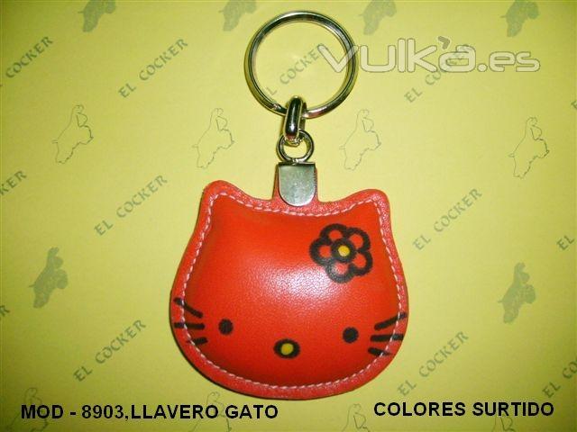 Llavero gato de piel 