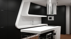 Cocina minimalista realizada por cubo interiorismo para una vivienda duplex en urb. exclusiva murcia