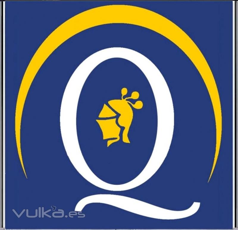 QUIRINO & BROKERS - Logo plano blanco, amarillo y fondo azul con cerco