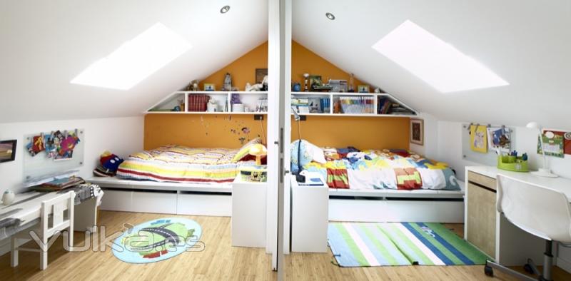 Dormitorio doble para niños, rehabilitación en Pontevedra
