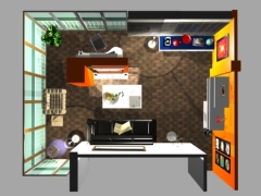 Infografia en 3d con diseno de interiores